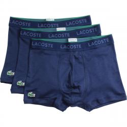 Lacoste Men's 3 Pc Essentials Cotton Boxers Trunks Underwear - Blue - Large