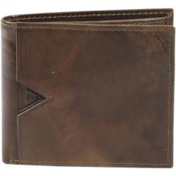 Guess Men's Naples Zipper Billfold Genuine Leather Wallet - Brown