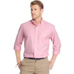 Izod Men's Essential Poplin Long Sleeve Button Down Shirt - Rapture Rose - Small
