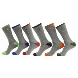 Polo Ralph Lauren Men's 6 Pack Technical Sport Crew Socks - Grey - 10 13; Fits Shoe 6 12.5