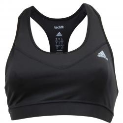 Adidas Women's Techfit Stretch Climalite UPF 50+ Sports Bra - Black/Matte Silver - X Small