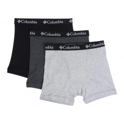 Columbia Men's 3 Pc Cotton Boxer Briefs Underwear - Black/Charcoal/Grey - Small