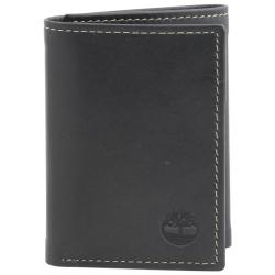 Timberland Men's Cloudy Genuine Leather Tri Fold Wallet - Brown