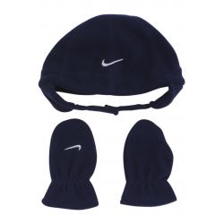 Nike Infant Boy's Swoosh Logo 2 Piece Beanie Hat & Mittens Set - Obsidian - 12 24 Months