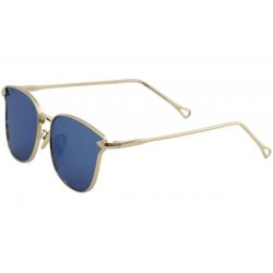 Yaaas! Women's X2243 Fashion Square Sunglasses - Gold/Blue Mirror   D - Medium Fit