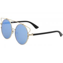 Yaaas! Women's 215 Fashion Round Sunglasses - Gold/Blue Mirror   B - Medium Fit