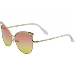 Yaaas! Women's 8041 Fashion Cateye Sunglasses - Gold/Pink Yellow Gradient   A - Lens 61 Bride 15 Temple 140mm