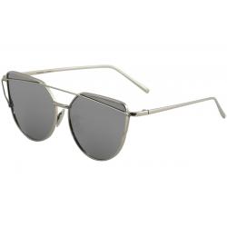Yaaas! Women's 6627 Fashion Cateye Sunglasses - Silver/Grey W/ Silver Mirror   E - Medium Fit