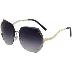 Yaaas! Women's 9001 Fashion Round Sunglasses - Gold/Grey Gradient   B - Medium Fit