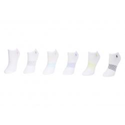 Polo Ralph Lauren Women's 6 Pairs Arch Support Stripe Ankle Socks - White - 9 11 Fits 4 10.5