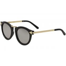 Yaaas! Women's 2401 Fashion Round Sunglasses - Black/Silver Mirror   C - Medium Fit