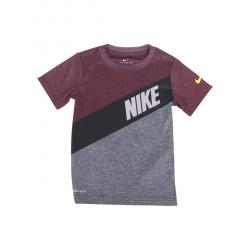Nike Little Boy's Dri FIT Sash Logo Short Sleeve Crew Neck T Shirt - Gunsmoke - 4