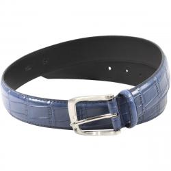 Stacy Adams Men's Griffin Buckle Croco Embossed Genuine Leather Belt - Blue - 32