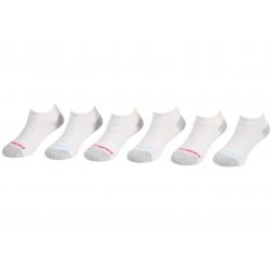 Skechers Girl's 6 Pairs 360 Degree Cushion No Show Socks - White Traditional - 5 6.5 Fits 4 8.5