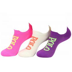 Polo Ralph Lauren Women's 3 Pairs Logo Double Tab Low Cut Socks - Neon Pink - Sock 9 11; Fits Shoe 4 10.5