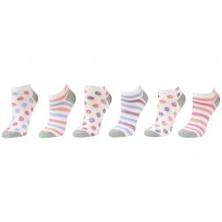Skechers Girl's 6 Pairs Pattern Low Cut Socks - White - 9 11 Fits 4 9.5 (Big Kid)