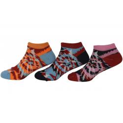 Jefferies Socks Little Girl's 6 Pairs Tie Dye Ankle Socks - Red - Small; Fits Shoe 9 1 (Little Kid)