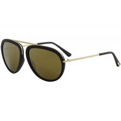 Tom Ford Stacy TF452 TF/452 Fashion Pilot Sunglasses - Matte Black/Brown Mirror   02G - Lens 57 Bridge 16 Temple 140mm
