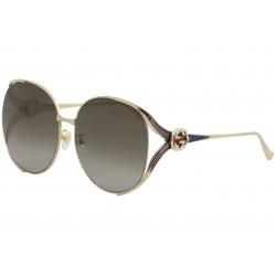 Gucci Women's GG0225S GG/0225/S Fashion Round Sunglasses - Gold/Brown Gradient   002 - Lens 63 Bridge 17 Temple 130mm