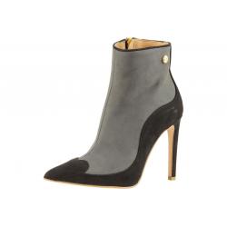Love Moschino Women's Heart Toe Ankle Boots Shoes - Grey Suede/Black Suede - 10 B(M) US/40 M EU