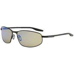 Serengeti Men's Matera Fashion Rectangle Sunglasses - Satin Black/Polarized Yellow Blue Mirror   8725 - Lens 61 Bridge 18 Temple 130mm