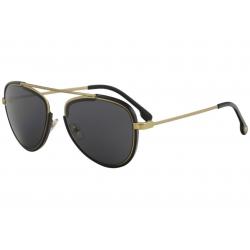Versace Men's VE2193 VE/2193 Fashion Pilot Sunglasses - Tribute Gold Black/Grey   1428/87 - Lens 56 Bridge 18 B 48.5 ED 62.9 Temple 140mm
