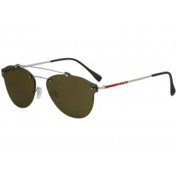 Prada Linea Rossa Men's SPS55T SPS/55T Fashion Pilot Sunglasses - Matte Silver/Brown   1P/2P1 - Lens 59 Bridge 16 B 48 ED 63.1 Temple 145mm