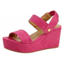 Love Moschino Women's Embossed Logo Wedge Heels Sandals Shoes - Fuchsia - 8 B(M) US/38 M EU