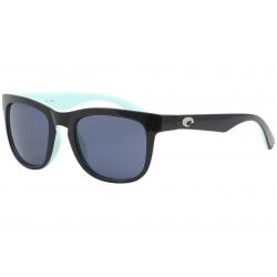Costa Del Mar Copra Fashion Square Polarized Sunglasses - Shiny Black Mint/Polarized Grey   OGP - Lens 52 Bridge 22 Temple 130mm