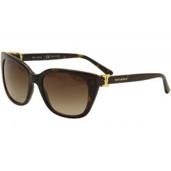Tory Burch Women's TY7099 TY/7099 Fashion Cat Eye Sunglasses - Dark Tortoise Gold/ Brown Gradient    137813 -  Lens 56 Bridge 18 Temple 140mm
