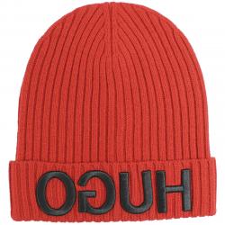 Hugo Boss Men's Men X 537 Reverse Logo Wool Beanie Hat - Medium Red - One Size Fits Most
