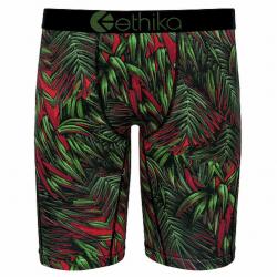 Ethika Men's The Staple Fit Electric Palms Long Boxer Brief Underwear - Green - X Large