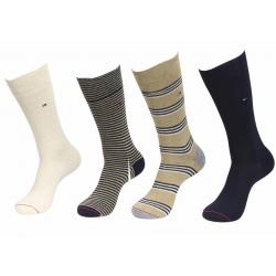 Tommy Hilfiger Men's 4 Pairs Stripe Dress Socks - Assorted Beige - 10 13; Fits 7 12