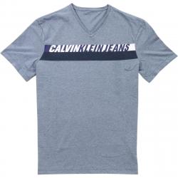 Calvin Klein Men's Speed Logo Cotton V Neck Short Sleeve Shirt - Blue - Medium