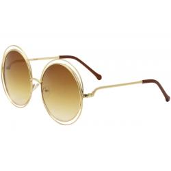 Yaaas! Women's 8048 Fashion Round Sunglasses - Gold/Brown Gradient   A - Lens 50 Bridge 19 Temple 130mm