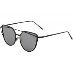 Yaaas! Women's 6627 Fashion Cateye Sunglasses - Black/Silver Mirror   B - Medium Fit