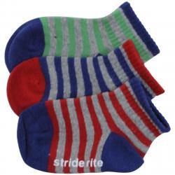 Stride Rite Infant/Toddler Boy's 3 Pack Basic Striped Skid Proof Socks - Multi - Sock 5 6.5 Fits Shoe 3 7 (Toddler)