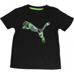 Puma Little Boy's V Neck Geometric Cat Logo Short Sleeve T Shirt - Black - 4