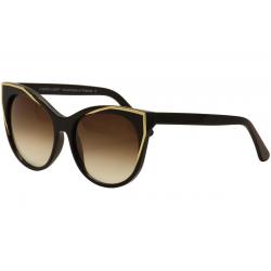 Thierry Lasry Women's Polygamy Fashion Cat Eye Sunglasses - Black Gold/Brown Gradient   101 -  Lens 59 Bridge 18 Temple 140mm