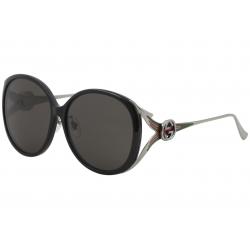 Gucci Women's GG0226SK GG/0226/SK Fashion Round Sunglasses - Black Ruthenium/Grey   002 - Lens 60 Bridge 14 Temple 130mm