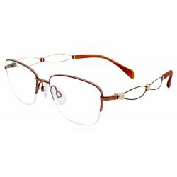 Charmant Line Art Women's Eyeglasses XL2106 XL/2106 Half Rim Optical Frame - Brown   BR - Lens 51 Bridge 17 Temple 135mm