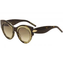 Pomellato Women's PM0007S PM/0007/S Fashion Sunglasses - Dark Tortoise Tan Crystal Gold/Brown Grad  002  - Lens 48 Bridge 24 Temple 140mm
