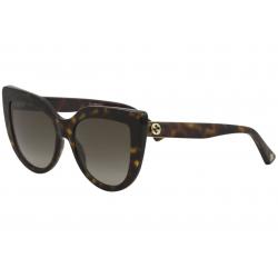 Gucci Women's Urban GG0164S GG/0164/S Fashion Cat Eye Sunglasses - Havana/Brown Gradient   002 - Lens 53 Bridge 18 Temple 145mm