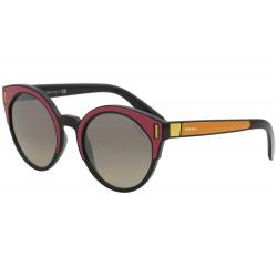 Prada Women's SPR03U SPR/03U Fashion Round Sunglasses - Black Fuchsia Yellow/Brown Gradient   SVS/4P0 - Lens 53 Bridge 22 B 49.4 ED 55.3 Temple 140mm