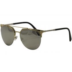 Versace Men's 2181 Round Sunglasses - Pale Gold Silver/Gray Silver Mirror   1252/6G  - Lens 57 Bridge 18 Temple 140mm