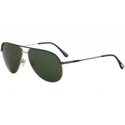 Tom Ford Men's Erin TF466 TF/466 Fashion Pilot Sunglasses - Black Gold/Green   05N - Lens 61 Bridge 12 Temple 140mm