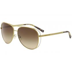Michael Kors Women's Lai MK1024 MK/1024 Pilot Sunglasses - Gold Silver Tortoise/ Brown Smoke Grad   119113 - Lens 58 Bridge 13 Temple 135mm
