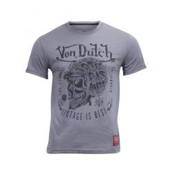 Von Dutch Men's Vintage Skull Crew Neck Short Sleeve T Shirt - Grey - XX Large