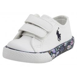 Polo Ralph Lauren Toddler Girl's Slone EZ Sneakers Shoes - White/Navy Multi Floral Synthetic - 5 M US Toddler