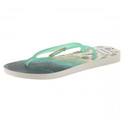 Havainas Women's Slim Paisage Flip Flops Sandals Shoes - White/Mint Green - 7 8 B(M) US